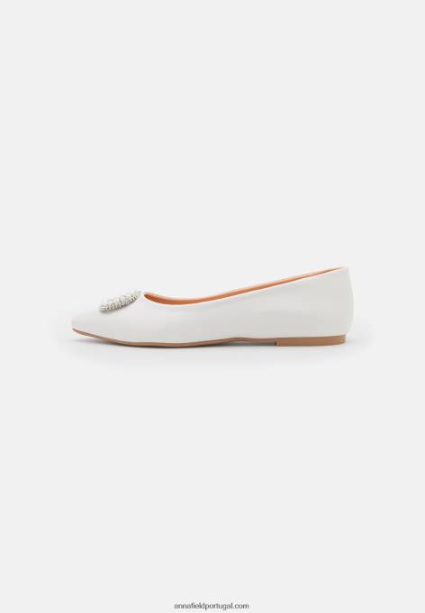 mulheres bombas de balé brancas F4BZ0D2098 Anna Field
