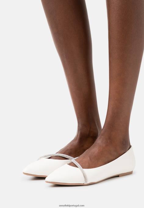 mulheres bombas de balé brancas F4BZ0D2099 Anna Field