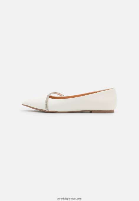 mulheres bombas de balé brancas F4BZ0D2099 Anna Field