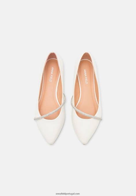 mulheres bombas de balé brancas F4BZ0D2099 Anna Field