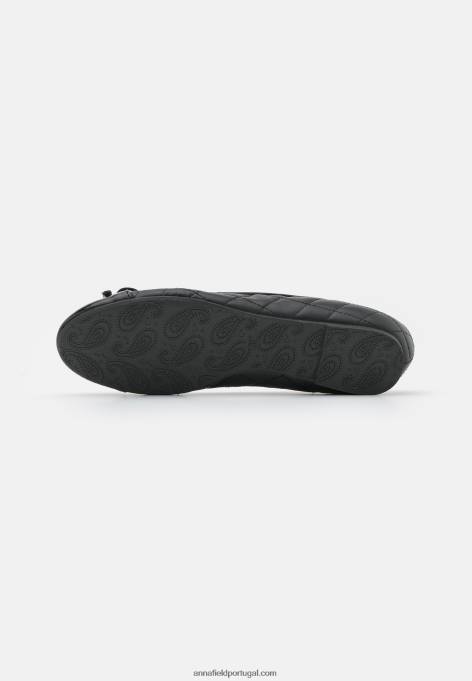 mulheres bombas de balé conforto preto F4BZ0D2126 Anna Field