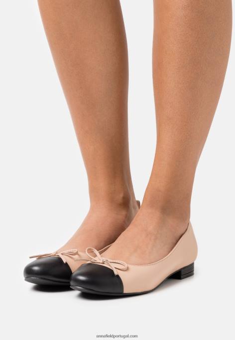 mulheres bombas de balé de couro bege F4BZ0D2073 Anna Field