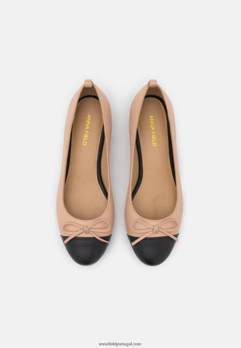 mulheres bombas de balé de couro bege F4BZ0D2073 Anna Field