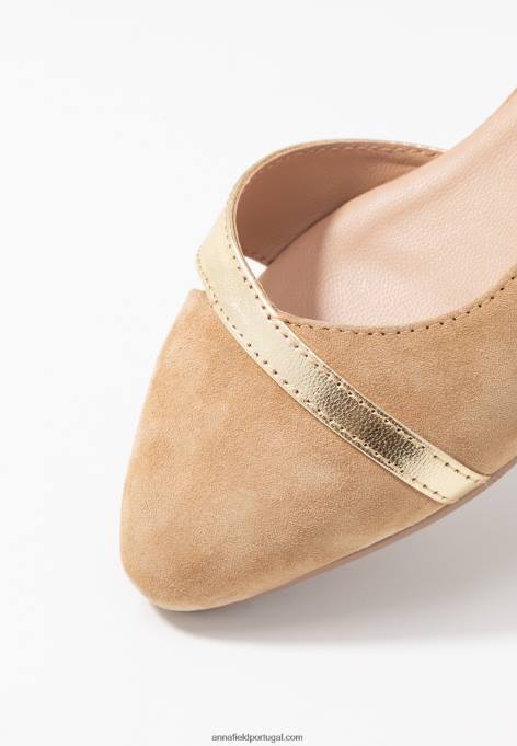 mulheres bombas de balé de couro bege F4BZ0D2106 Anna Field