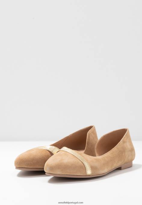 mulheres bombas de balé de couro bege F4BZ0D2106 Anna Field