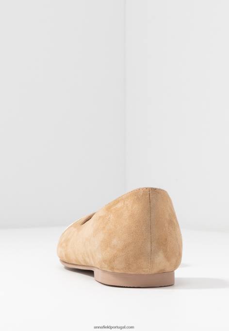 mulheres bombas de balé de couro bege F4BZ0D2106 Anna Field