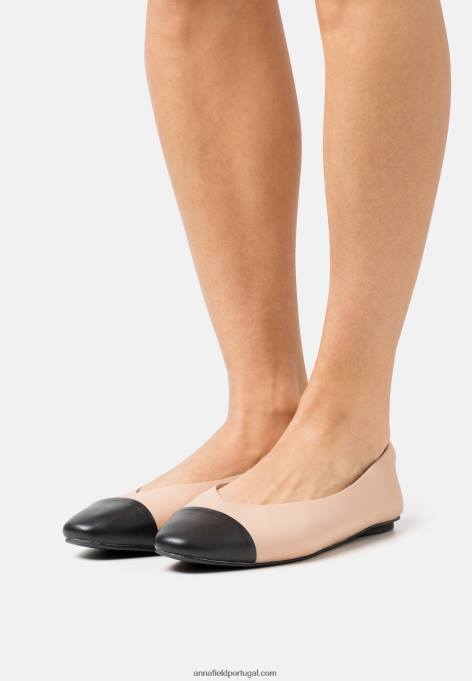 mulheres bombas de balé de couro bege F4BZ0D2116 Anna Field
