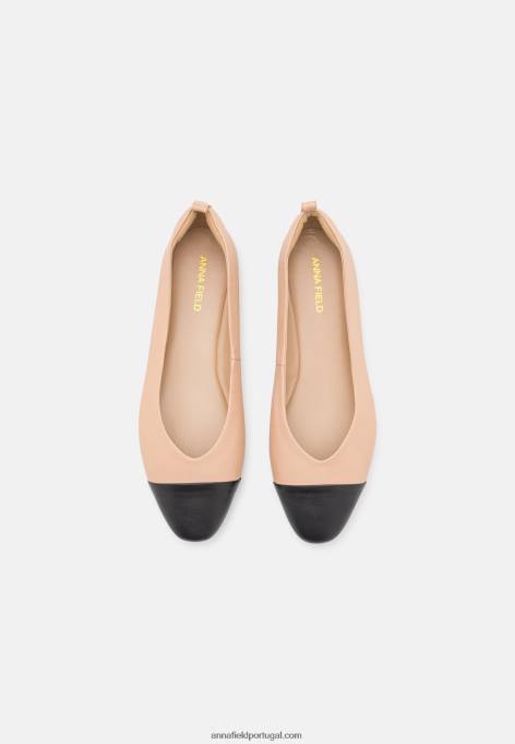 mulheres bombas de balé de couro bege F4BZ0D2116 Anna Field