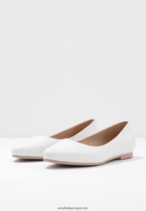 mulheres bombas de balé de couro branco F4BZ0D2072 Anna Field