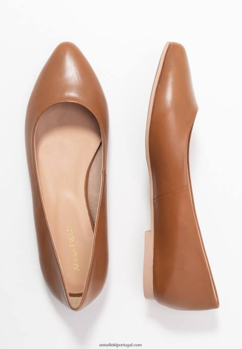 mulheres bombas de balé de couro conhaque F4BZ0D2066 Anna Field