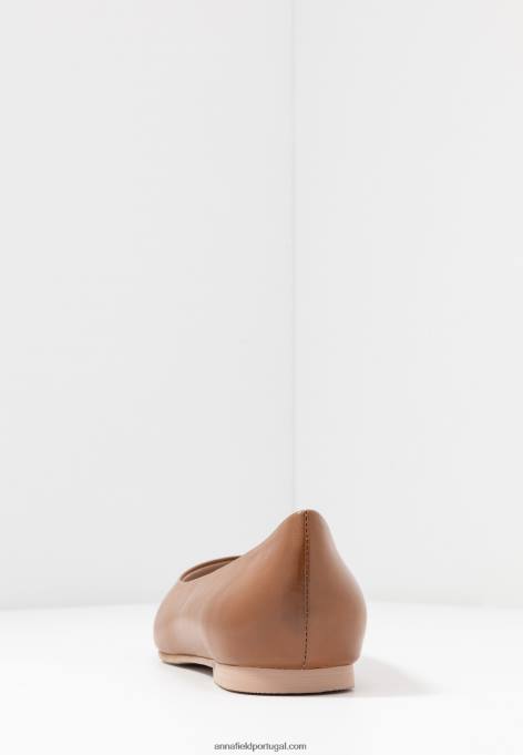 mulheres bombas de balé de couro conhaque F4BZ0D2066 Anna Field