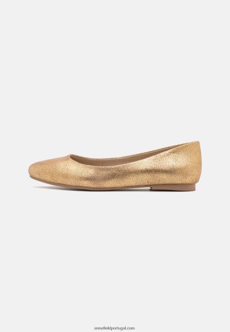 mulheres bombas de balé de couro ouro F4BZ0D2104 Anna Field