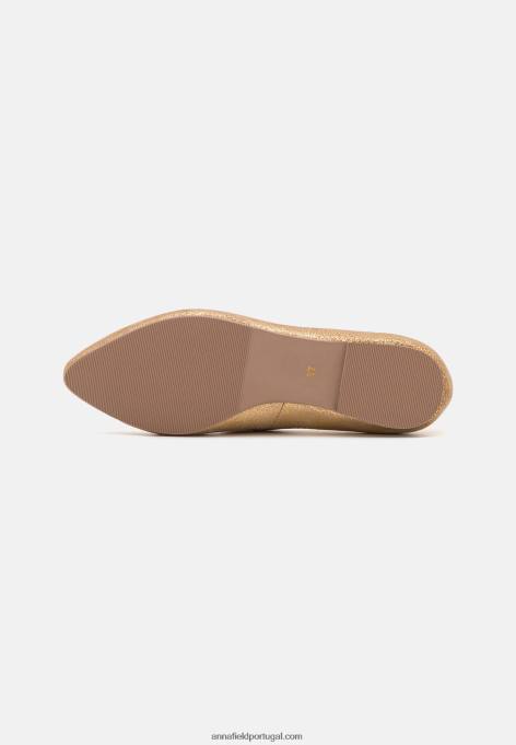 mulheres bombas de balé de couro ouro F4BZ0D2104 Anna Field