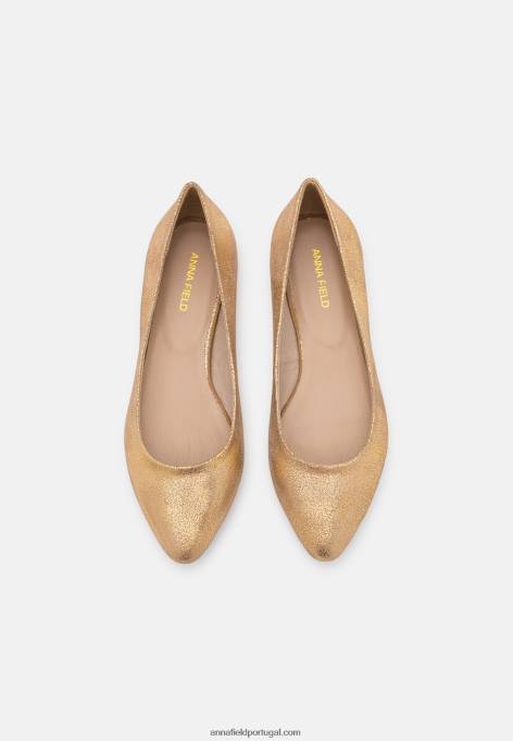 mulheres bombas de balé de couro ouro F4BZ0D2104 Anna Field