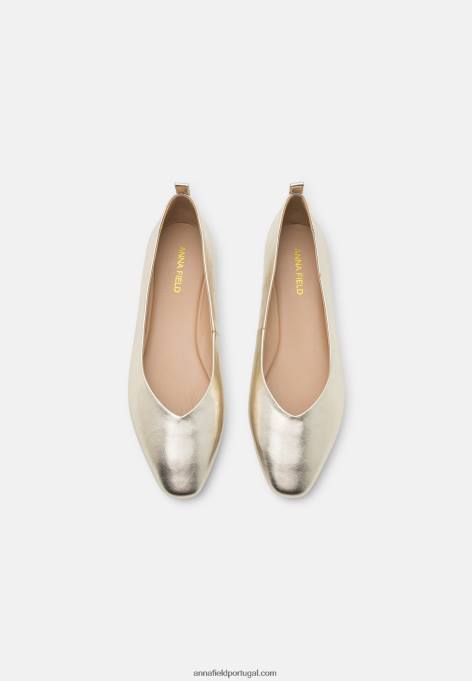 mulheres bombas de balé de couro ouro F4BZ0D2108 Anna Field