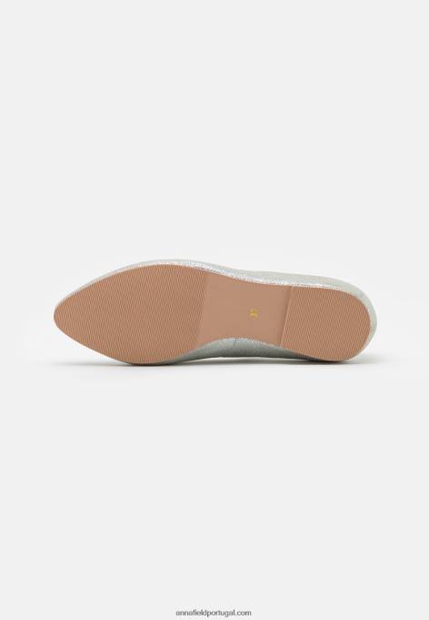 mulheres bombas de balé de couro prata F4BZ0D2143 Anna Field
