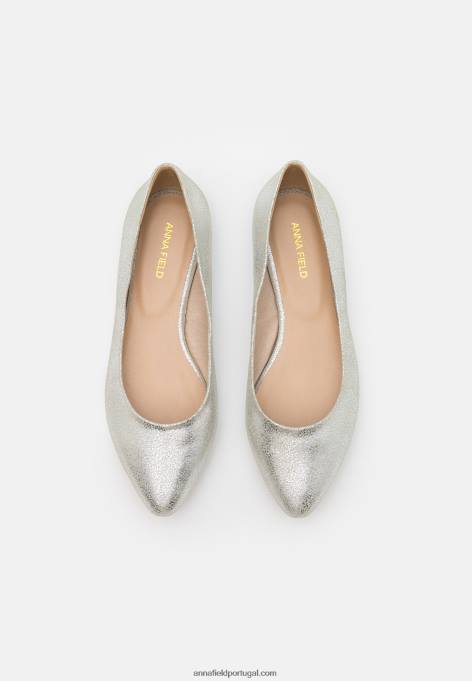 mulheres bombas de balé de couro prata F4BZ0D2143 Anna Field