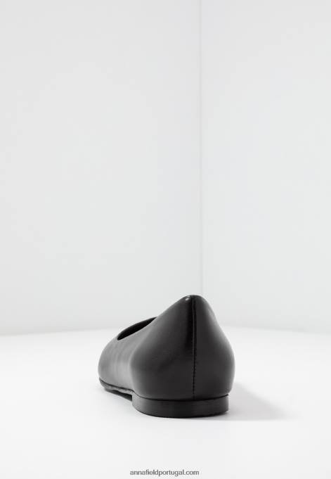 mulheres bombas de balé de couro preto F4BZ0D2077 Anna Field