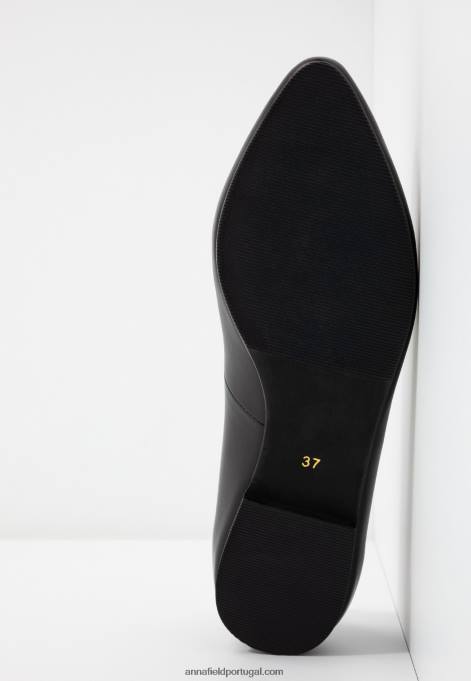 mulheres bombas de balé de couro preto F4BZ0D2077 Anna Field