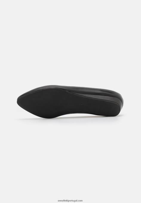mulheres bombas de balé de couro preto F4BZ0D2119 Anna Field