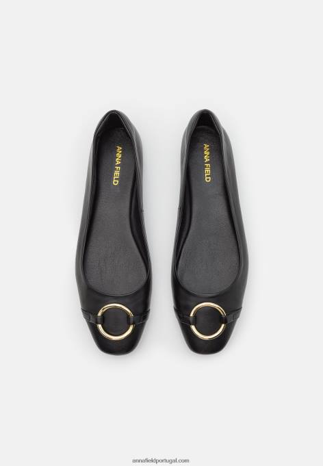mulheres bombas de balé de couro preto F4BZ0D2145 Anna Field