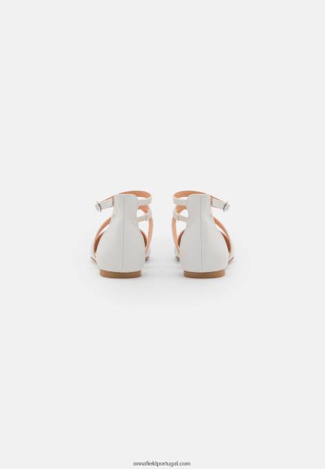 mulheres bombas de balé de tira de tornozelo brancas F4BZ0D2158 Anna Field