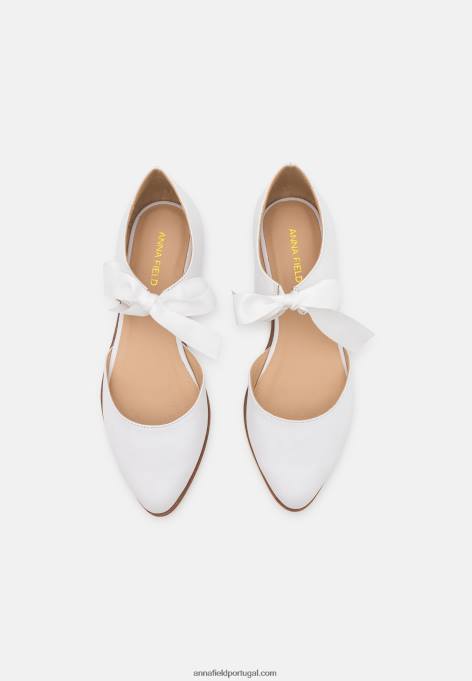 mulheres bombas de balé de tira de tornozelo de couro branco F4BZ0D2169 Anna Field