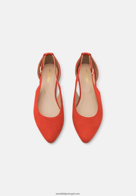 mulheres bombas de balé de tira de tornozelo de couro vermelho F4BZ0D2165 Anna Field