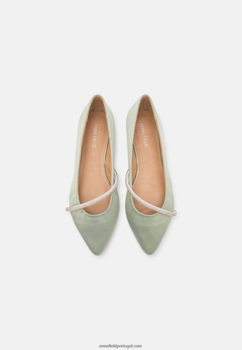 mulheres bombas de balé verde F4BZ0D2150 Anna Field