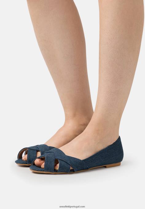 mulheres sapatilha de balé peeptoe azul F4BZ0D2120 Anna Field