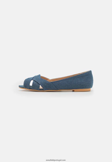 mulheres sapatilha de balé peeptoe azul F4BZ0D2120 Anna Field