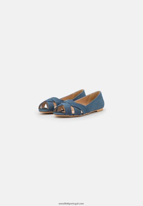 mulheres sapatilha de balé peeptoe azul F4BZ0D2120 Anna Field