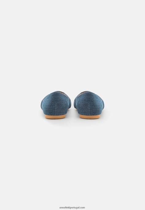 mulheres sapatilha de balé peeptoe azul F4BZ0D2120 Anna Field