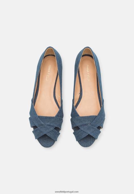mulheres sapatilha de balé peeptoe azul F4BZ0D2120 Anna Field