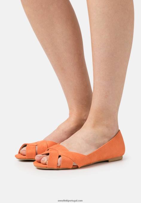 mulheres sapatilha de balé peeptoe laranja F4BZ0D2153 Anna Field