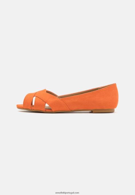 mulheres sapatilha de balé peeptoe laranja F4BZ0D2153 Anna Field
