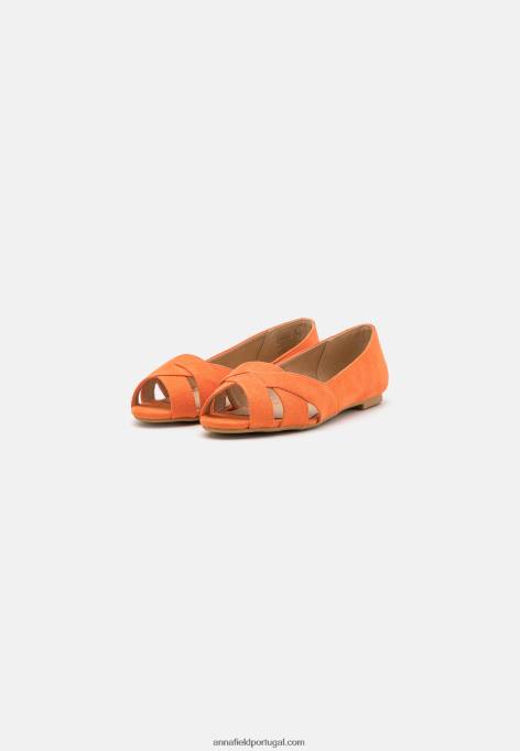 mulheres sapatilha de balé peeptoe laranja F4BZ0D2153 Anna Field