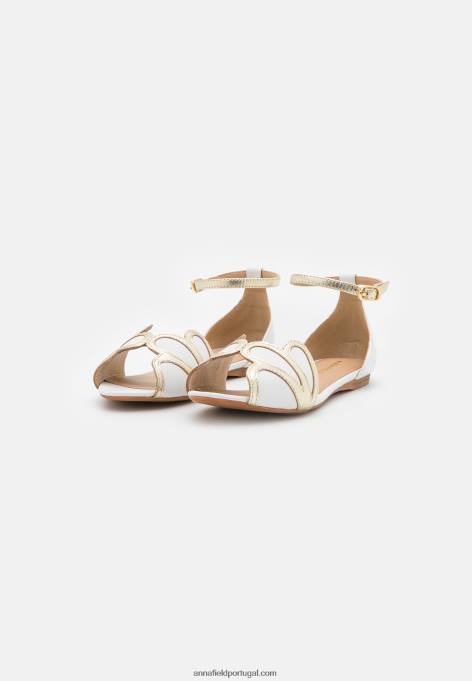 mulheres sapatilha peeptoe de couro branco F4BZ0D2087 Anna Field