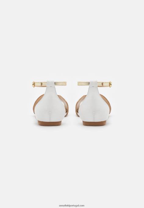 mulheres sapatilha peeptoe de couro branco F4BZ0D2087 Anna Field