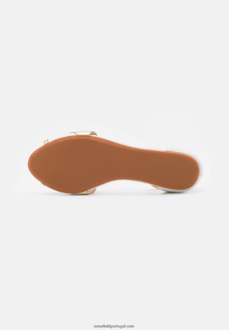 mulheres sapatilha peeptoe de couro branco F4BZ0D2087 Anna Field