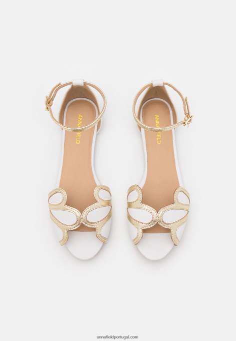 mulheres sapatilha peeptoe de couro branco F4BZ0D2087 Anna Field