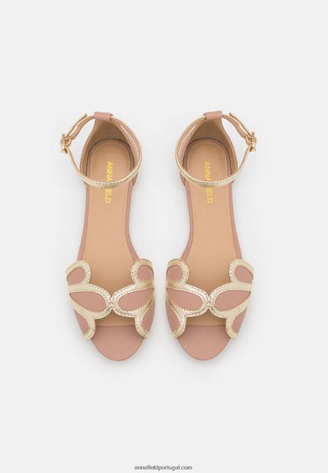 mulheres sapatilha peeptoe de couro rosa claro F4BZ0D2109 Anna Field