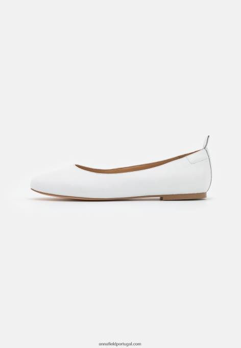 mulheres sapatilhas de balé conforto de couro branco F4BZ0D2100 Anna Field