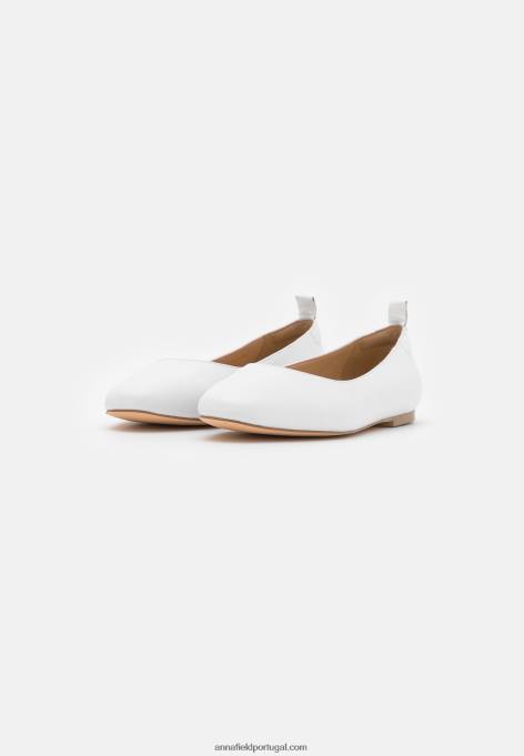mulheres sapatilhas de balé conforto de couro branco F4BZ0D2100 Anna Field