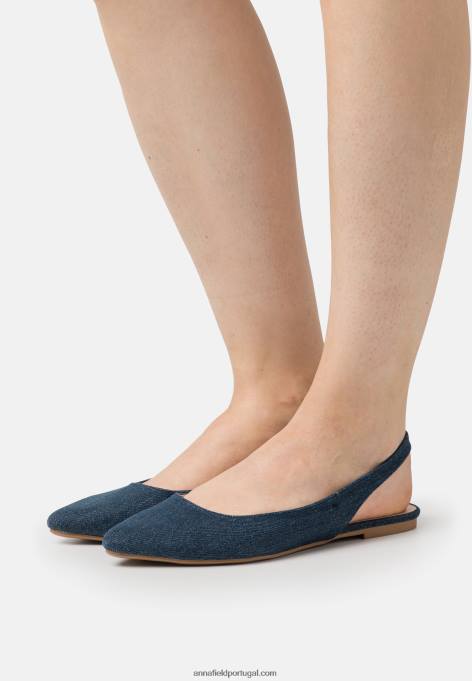 mulheres sapatilhas de balé slingback azuis F4BZ0D2183 Anna Field