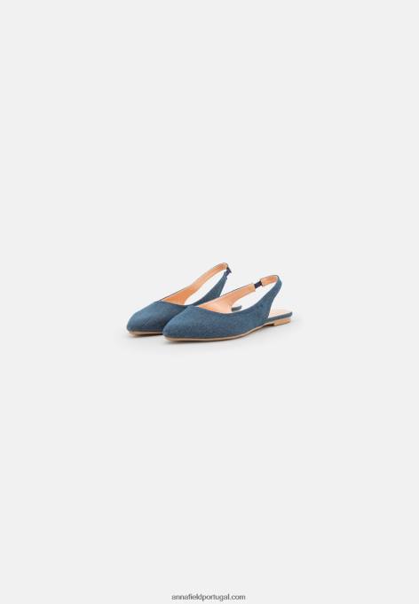 mulheres sapatilhas de balé slingback azuis F4BZ0D2183 Anna Field