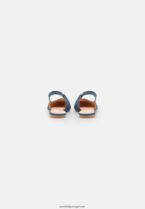 mulheres sapatilhas de balé slingback azuis F4BZ0D2183 Anna Field