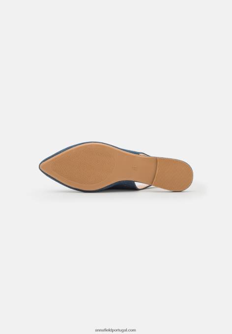mulheres sapatilhas de balé slingback azuis F4BZ0D2183 Anna Field