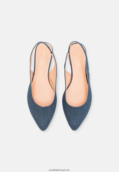mulheres sapatilhas de balé slingback azuis F4BZ0D2183 Anna Field
