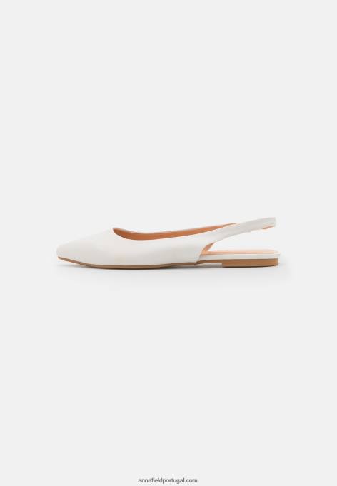 mulheres sapatilhas de balé slingback brancas F4BZ0D2181 Anna Field